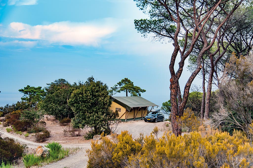 Besser geht’s kaum. Da sitzt man auf seiner Holzterrasse mitten im Grün und schaut aufs Meer.